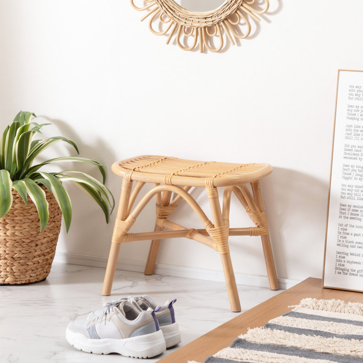 楽天市場】籐 スツール 座面高36cm 天然木 （ ベンチ 籐家具 ラタン