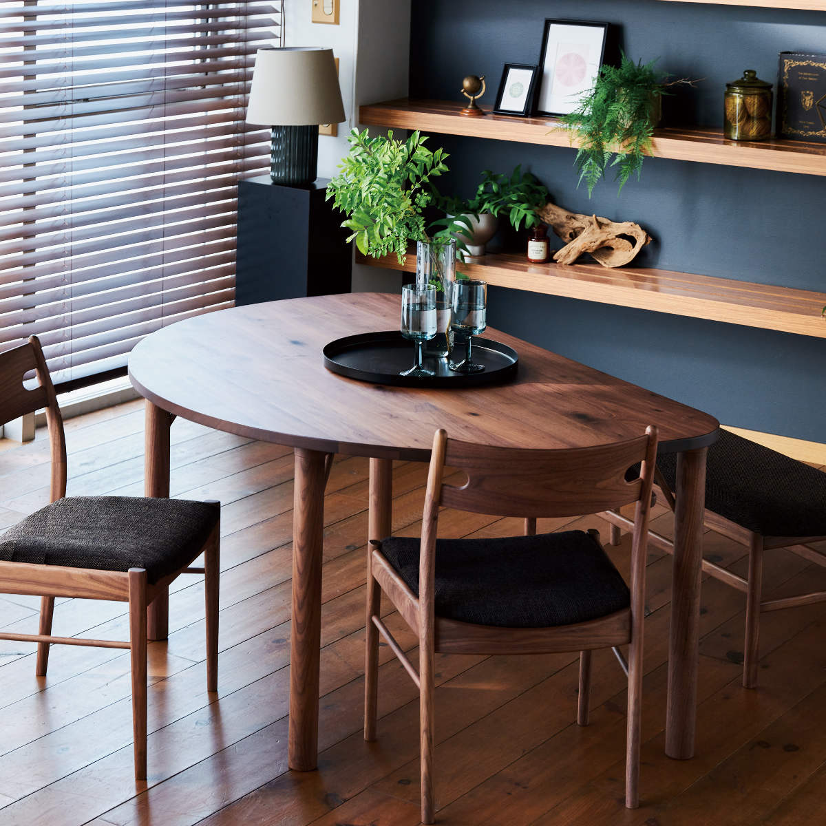 楽天市場】ダイニングテーブル ウォールナット材 半円型 幅150×奥行