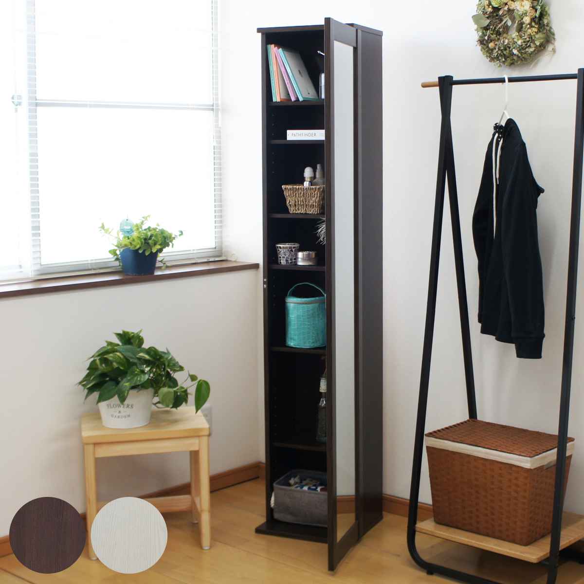 楽天市場】ボックスミラー ミラー付き収納棚 （ ミラー 鏡 収納棚 扉