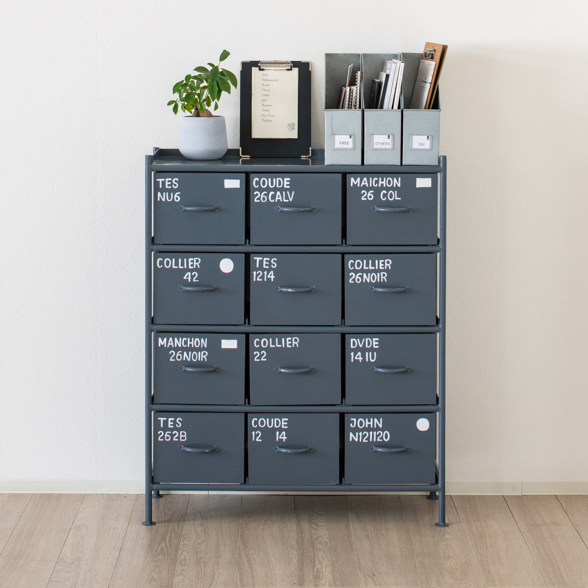 楽天市場】スチールチェスト 縦型 幅85cm 引出し12杯 インダストリアル