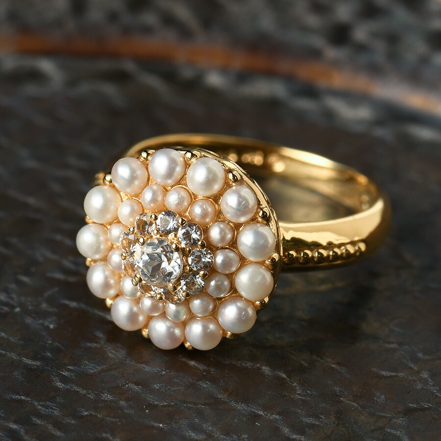 楽天市場】碌山 シードパール ホワイトトパーズ リング きらりと上品な