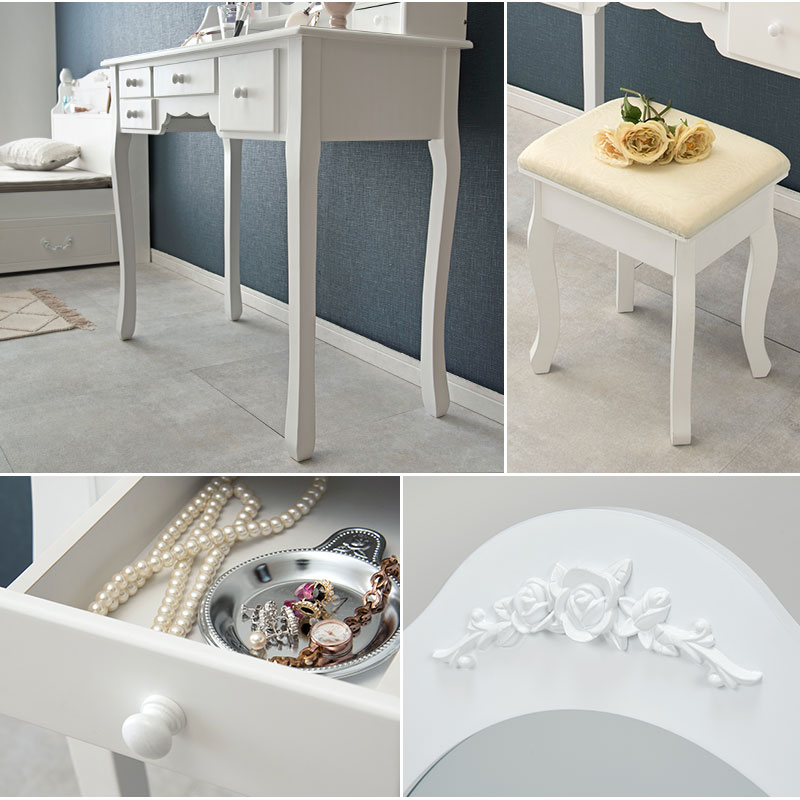 楽天市場】ドレッサー 三面鏡タイプ 幅90cm スツール付き 【PiPi】ピピ