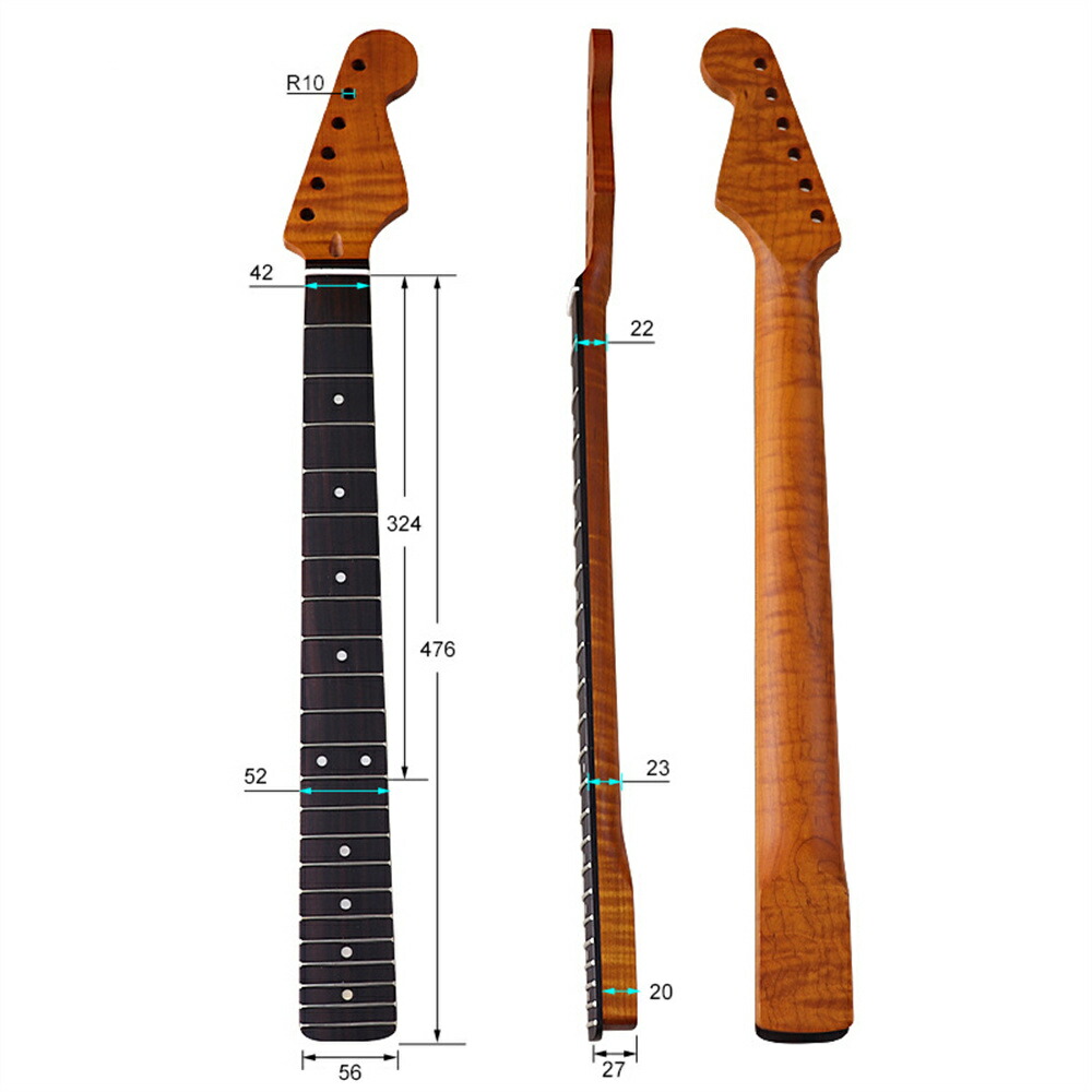 楽天市場】ギターネック トラ杢メイプル STタイプ用交換ネック