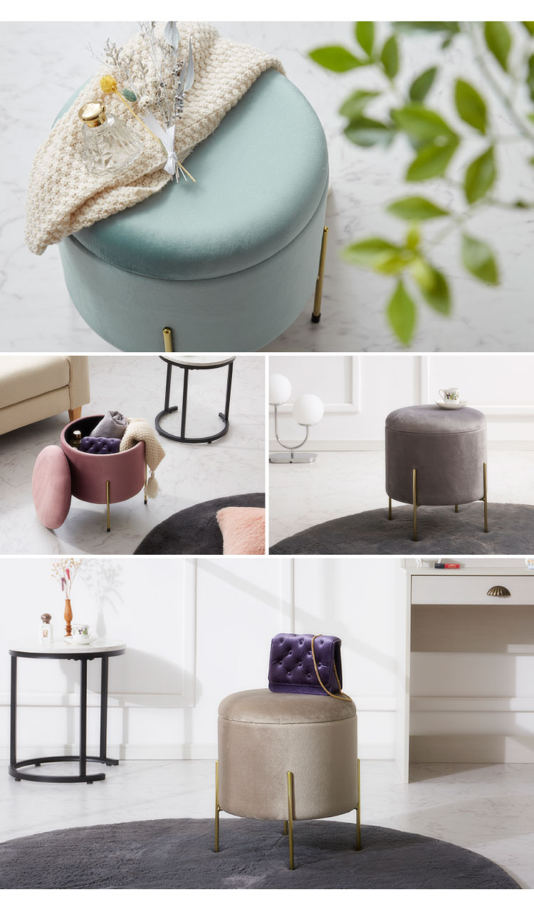 楽天市場】スツール 収納 おしゃれ 丸型 ベルベット ベロア くすみ