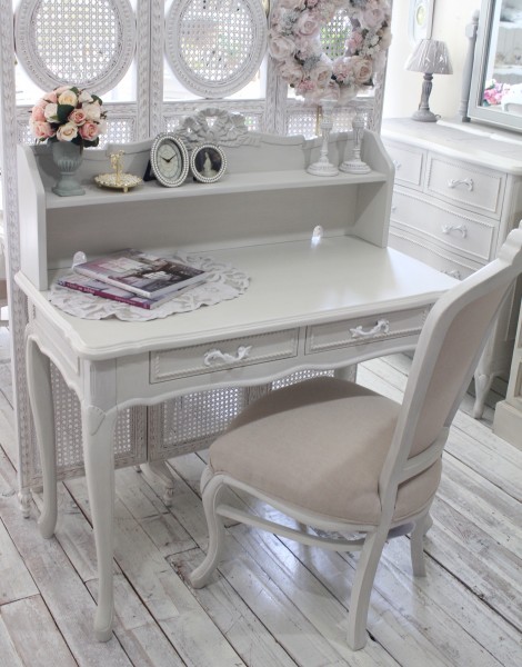 デスク アンティーク 白 ホワイト シャビーシック 猫脚 机 フレンチ