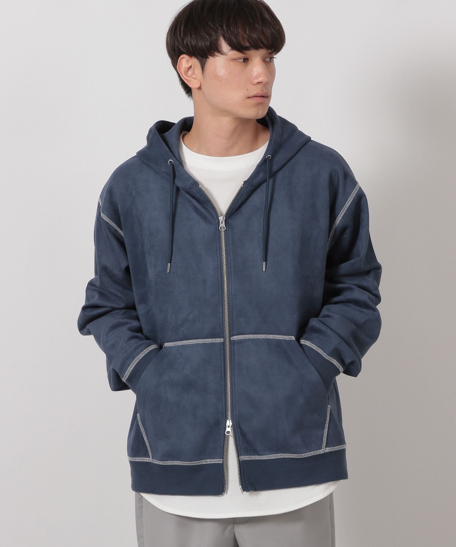 LAKOLE｜ステッチスエードZIPパーカー | Rakuten Fashion(楽天