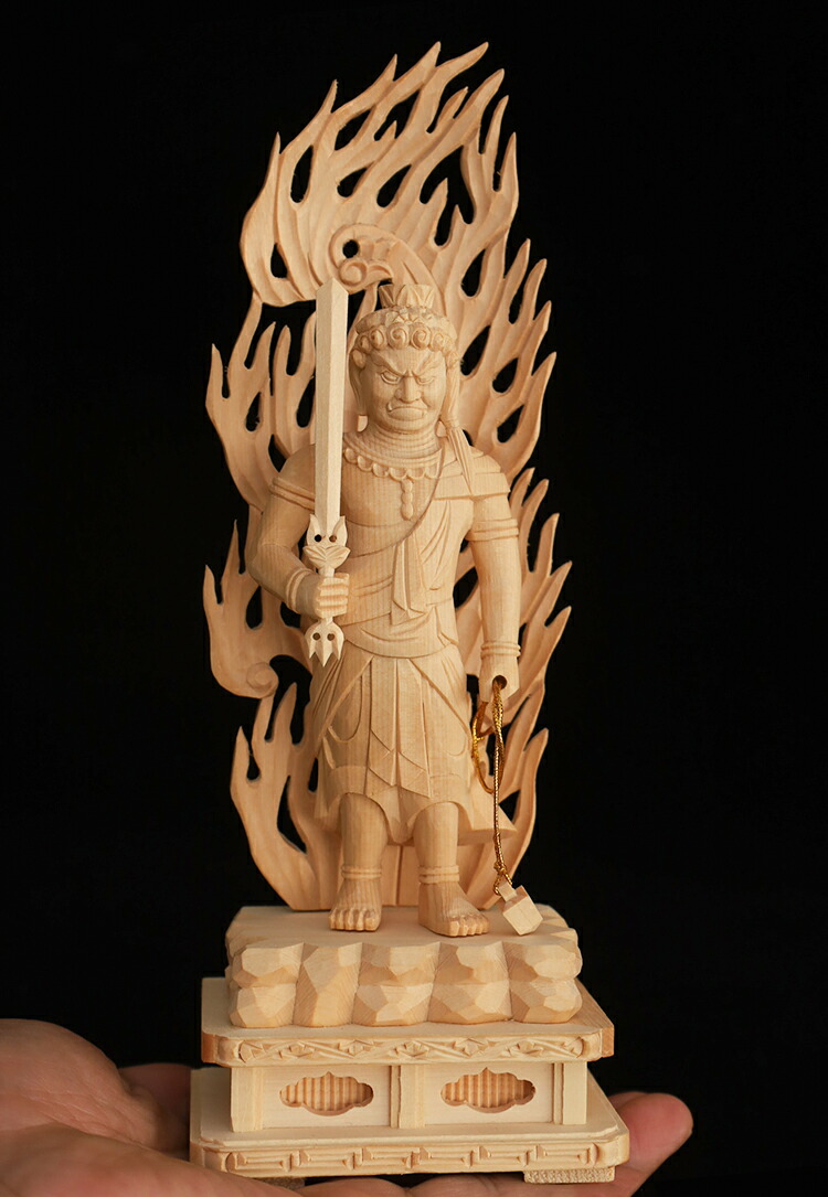 楽天市場】【総高21cm】不動明王 木彫 仏像 一刀彫 / 素材：桧（縁起物
