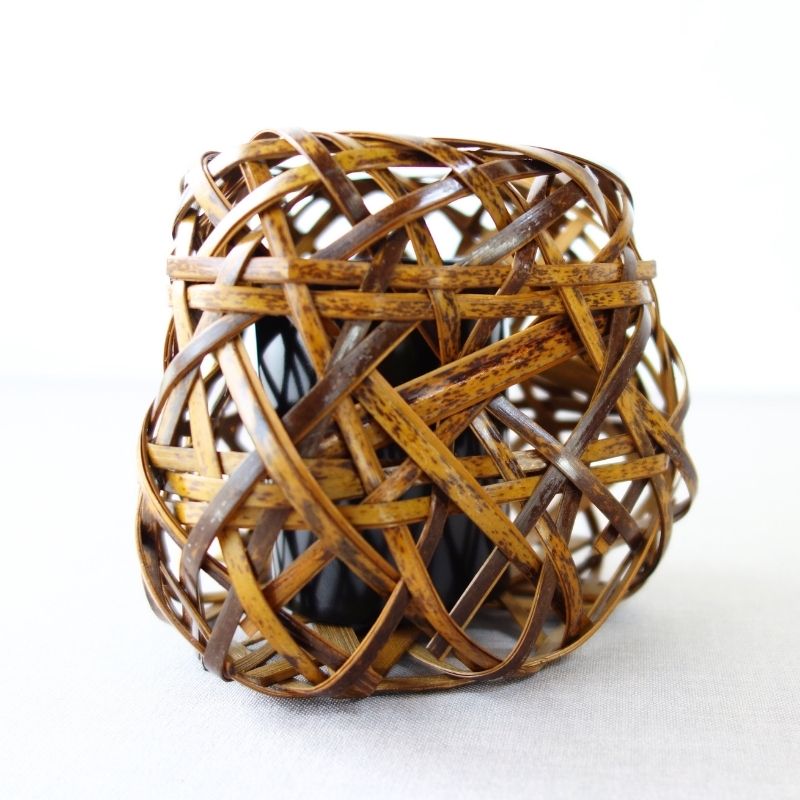 楽天市場】花籠 姫三角花入 日本製 国産 竹 竹製 虎竹 虎斑竹 茶道