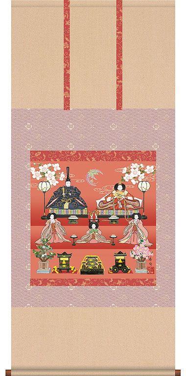 楽天市場】お雛様掛軸 掛け軸 伊藤香旬 段飾り雛 【尺五横】約横54.5