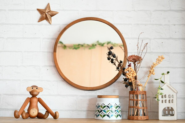 楽天市場】『木製壁掛け丸形ミラー acoustic Lサイズ 直径348φ