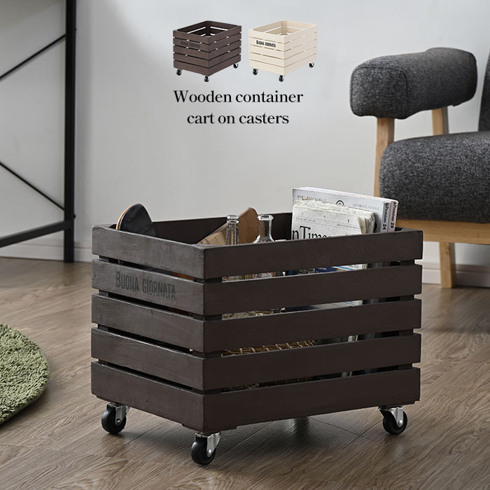 楽天市場】☆ポイント5倍☆木製 コンテナ キャスター付き 完成品 深型