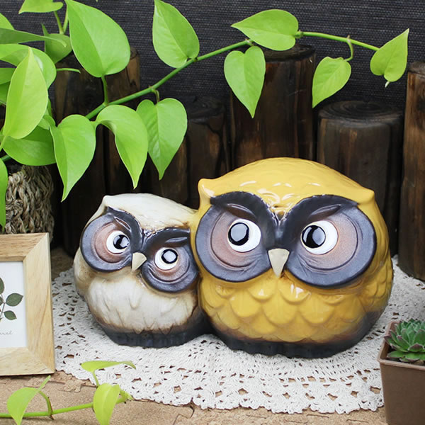 楽天市場】送料無料 夫婦ふくろう!信楽焼 梟 ふくろう置物 陶器