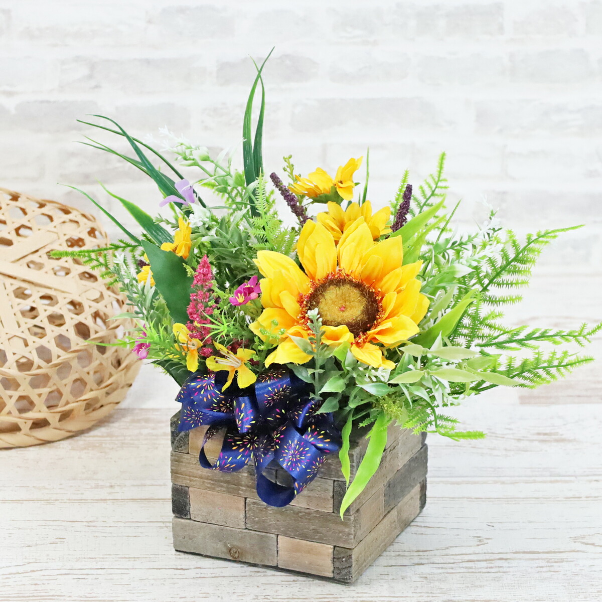 楽天市場】造花 緑豊かなヒマワリのアレンジ ひまわり 向日葵 夏の