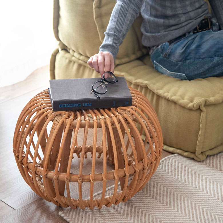 楽天市場】スツール ラタン オットマン サイドテーブル W 45cm D 45cm