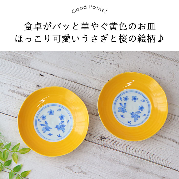 楽天市場】波佐見焼 黄釉花 うさぎ 取皿 2個セット | 皿 丸皿 中皿 和
