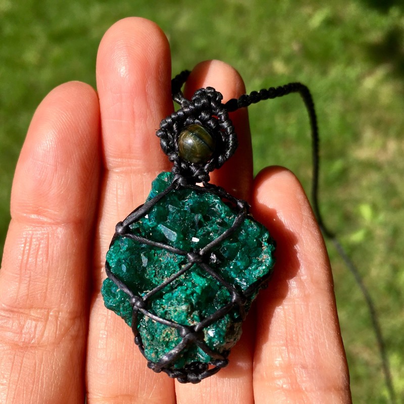 1点物 高品質ダイオプテーズ（翠銅鉱）原石クラスター ペンダント