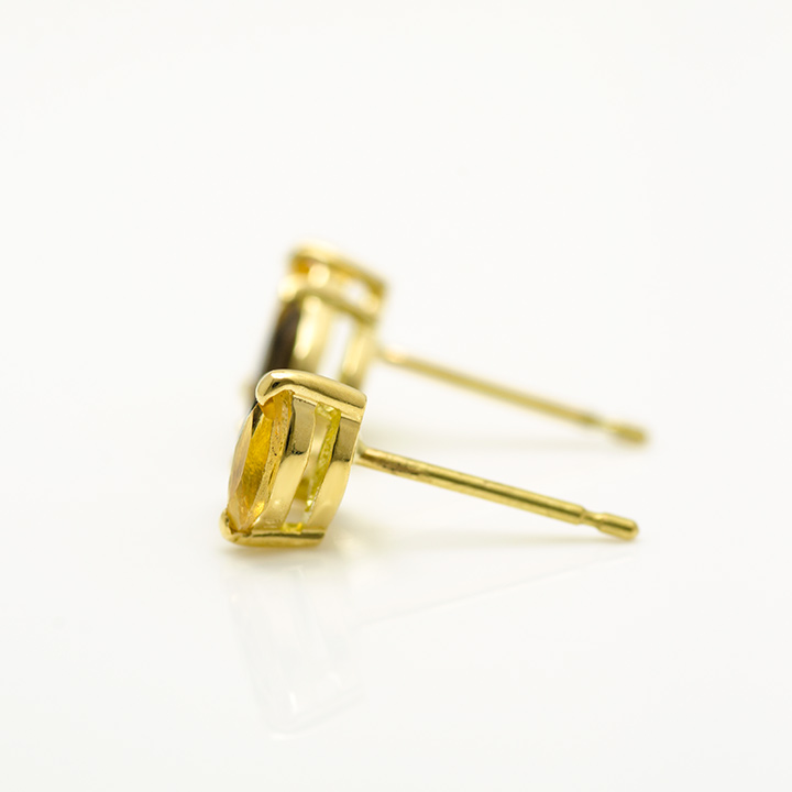 K18 マーキス シトリン スモーキークォーツ ピアス[商品番号:KK0611