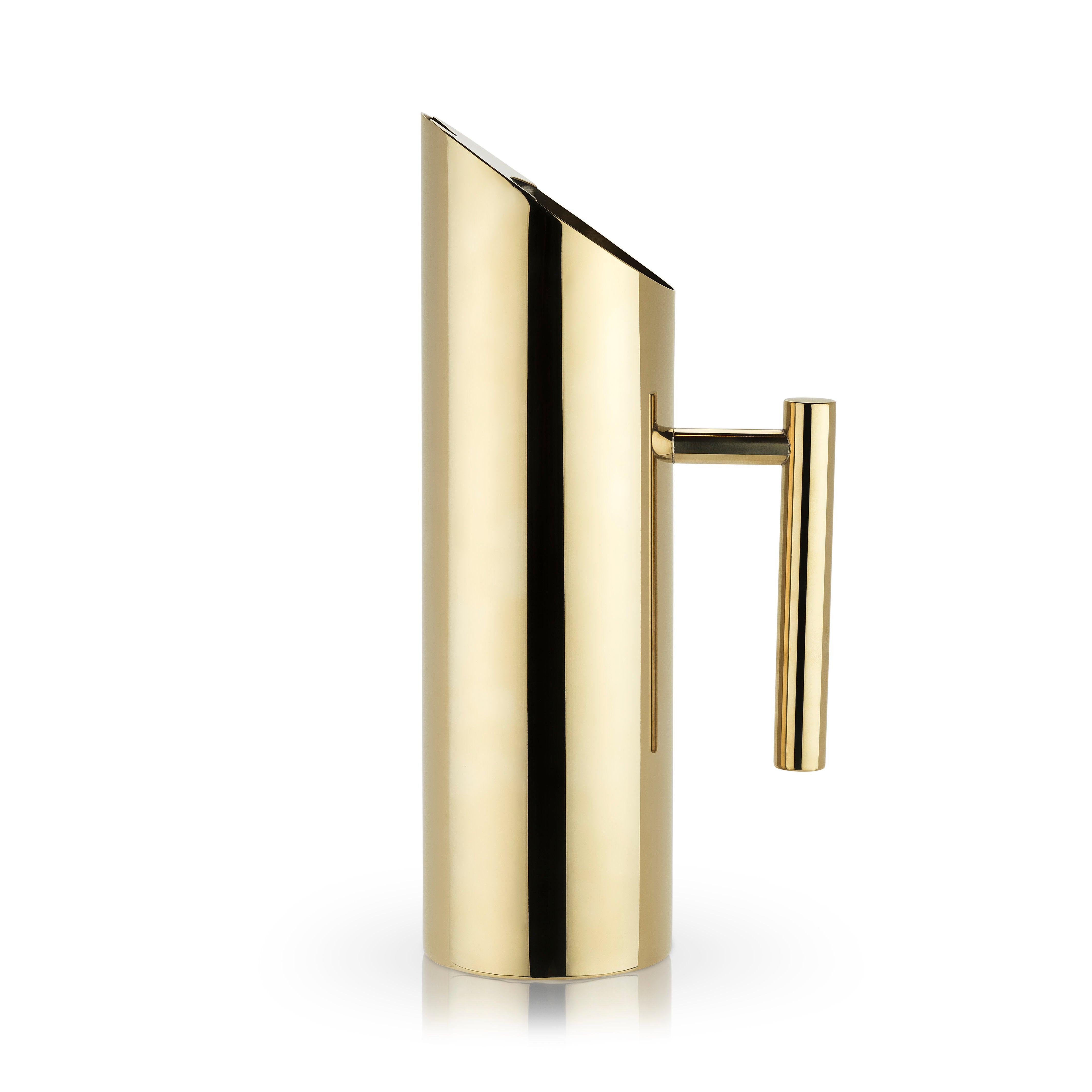 Viski Modern Stainless Steel Pitcher, Gold Plated Metal Carafe