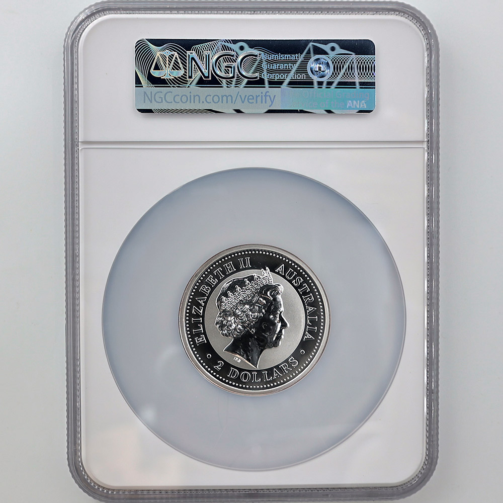 2000 オーストラリア ワライカワセミ 2豪ドル 銀貨 2オンス NGC MS 69 UC