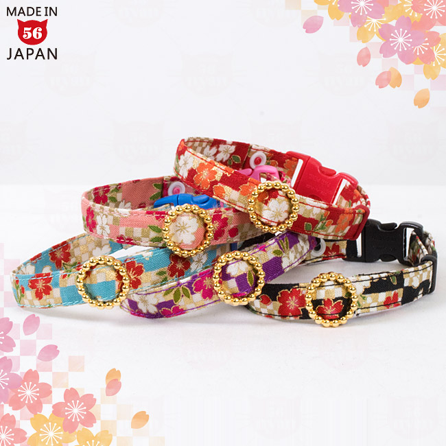 ゴロにゃんオリジナル デイリーEX猫首輪 豪華市松桜 ( 和柄 ) - 猫専門