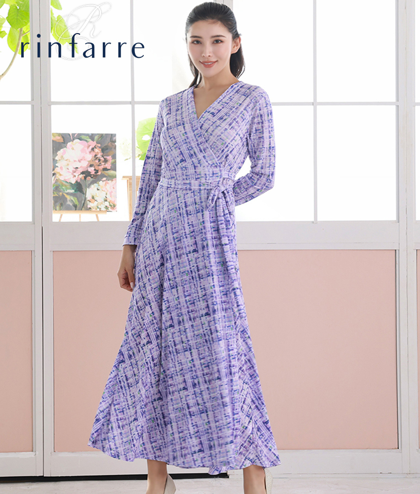 ツイードプリントマキシワンピ/MIRIN - カラードレス