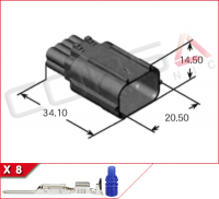 7283-2148-30 - Yazaki | HS-8S - Corsa Technic | 8-Way Kit