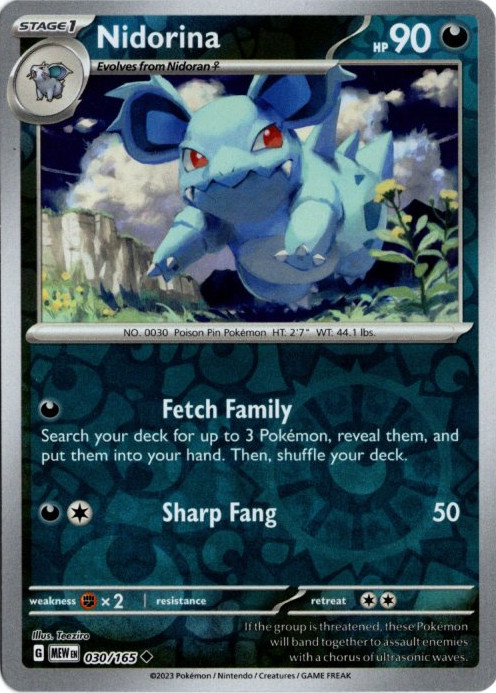 ニドリーナ 海外版 英語版 リバホロ Nidorina - 030/165 -【Card Chicken】