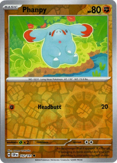 ゴマゾウ 海外版 英語版 リバホロ Phanpy - 102/191 -【Card Chicken】