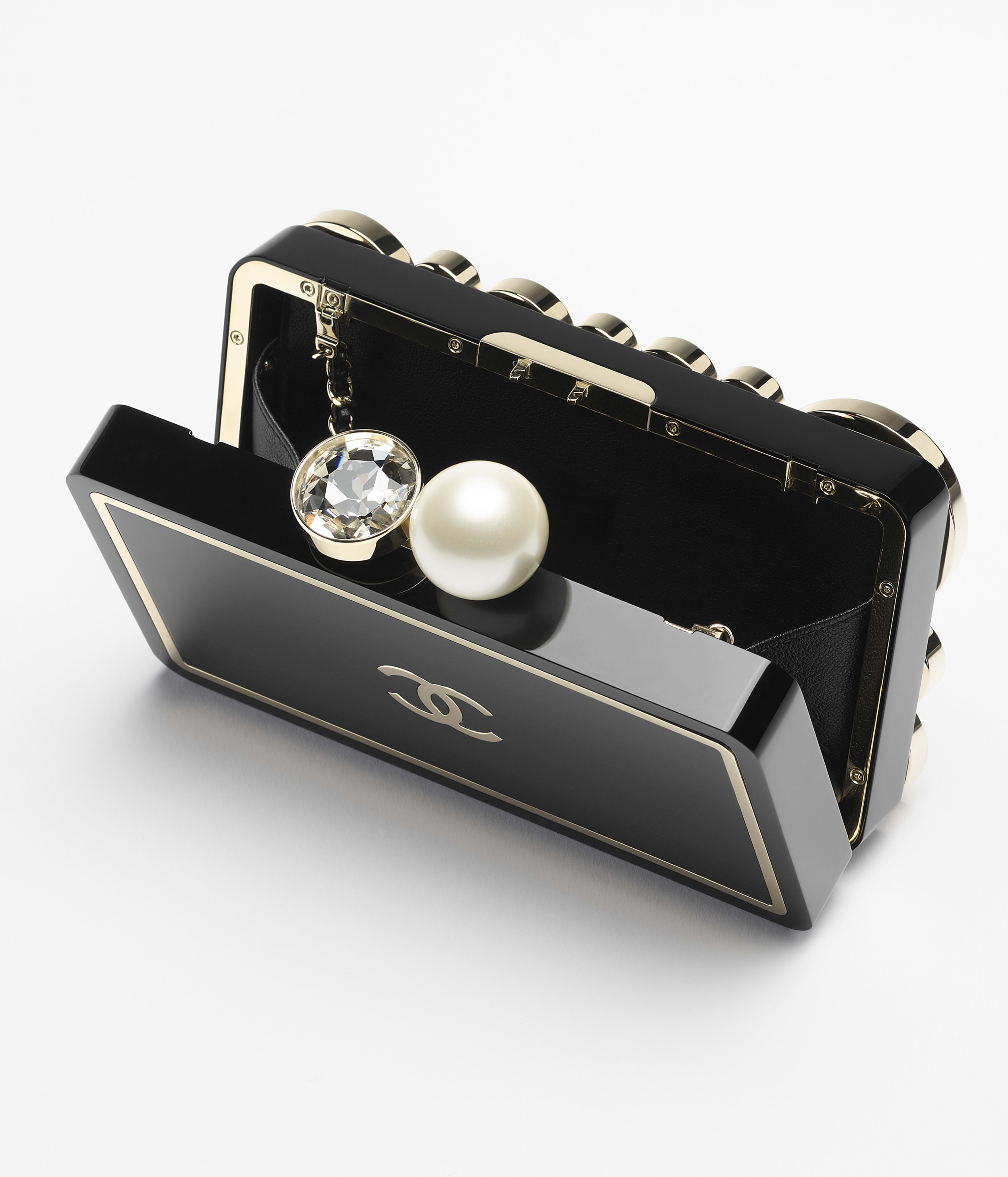 イヴニング バッグ、プレキシ、ストラス、コスチューム パール