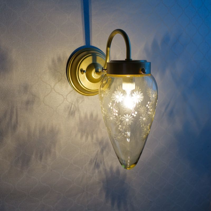 ポンポン花切子 ブラケットライト ほのお型 アンバー 藤本幸治