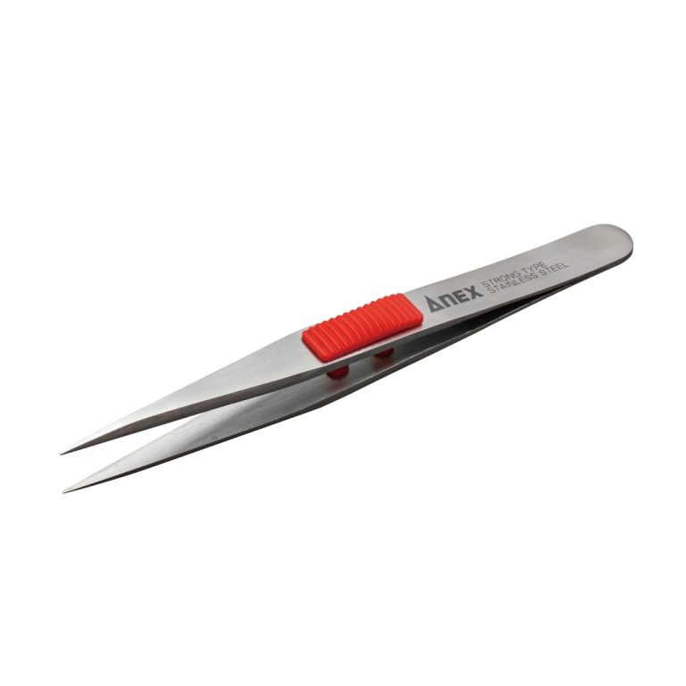 ラバーグリップ付 ステンレスピンセット 極細鋭型115mm （SUS410