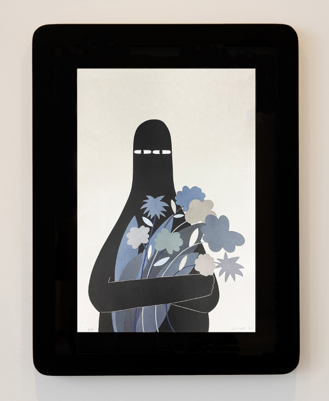 LUV with Gray Flowers | LY | The Adachi Institute Contemporary Ukiyo-e