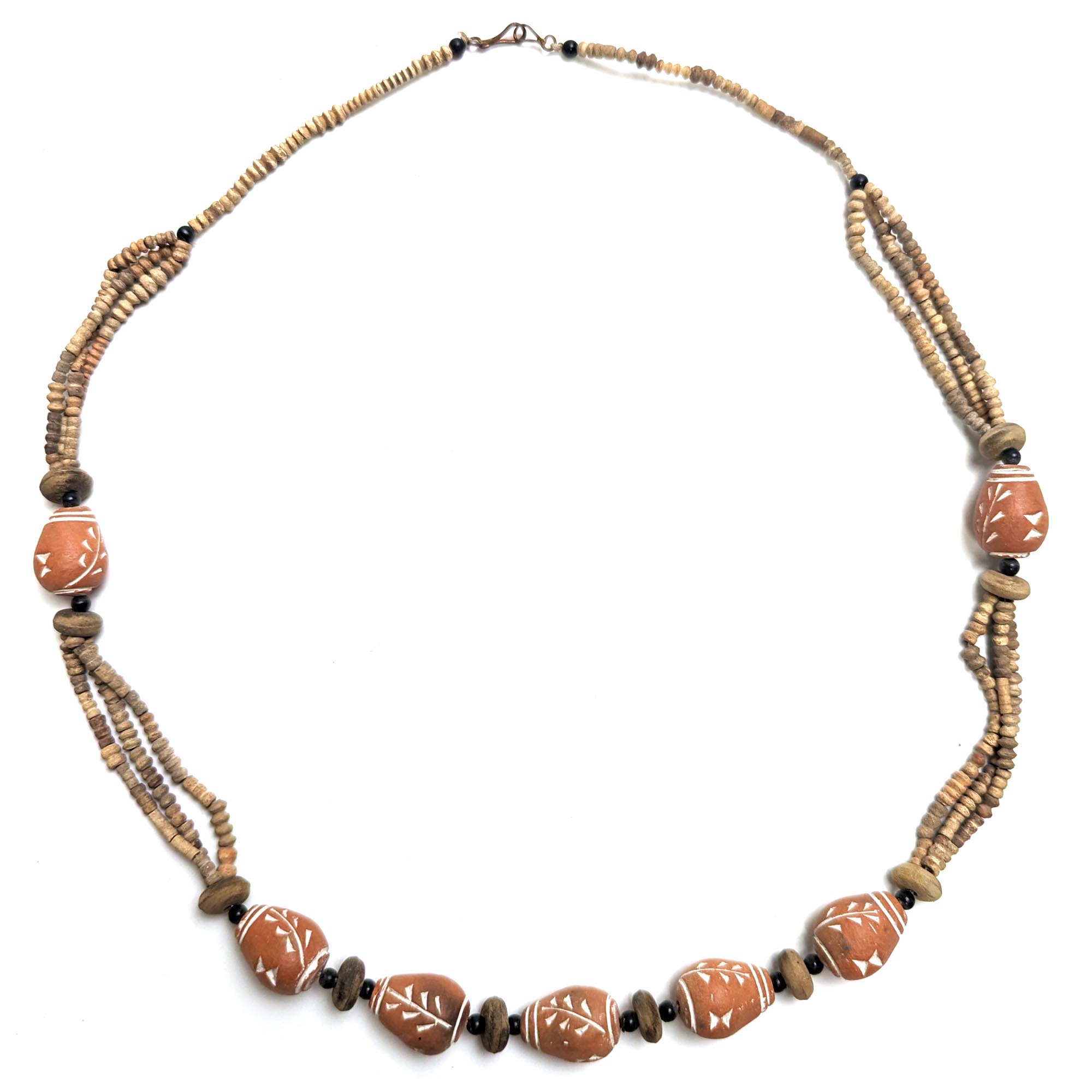 アフリカン ネックレス 素焼きビーズ （p071-52） - アフリカ雑貨店