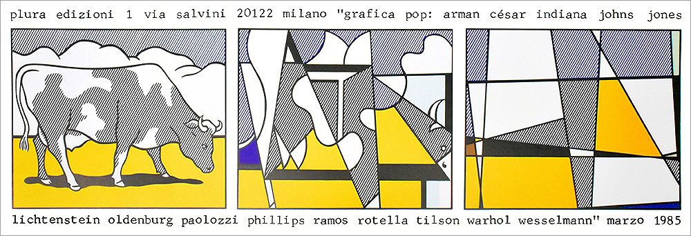 ロイ・リキテンシュタイン ポスター Cow Triptych: Cow Going Abstract