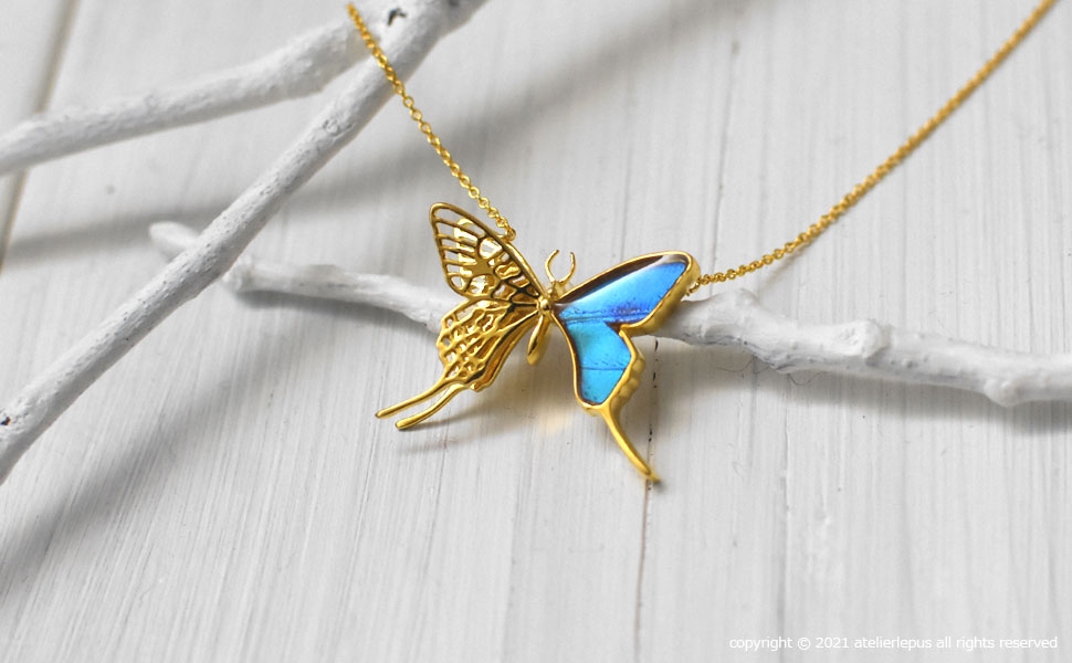 ゼフィリティスモルフォ 蝶の翅 二枚羽デザイン シルバー925