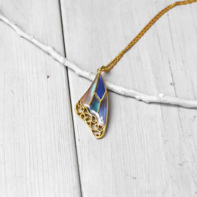 4種類の蝶の翅 上羽デザイン シルバー925 ペンダント ネックレス