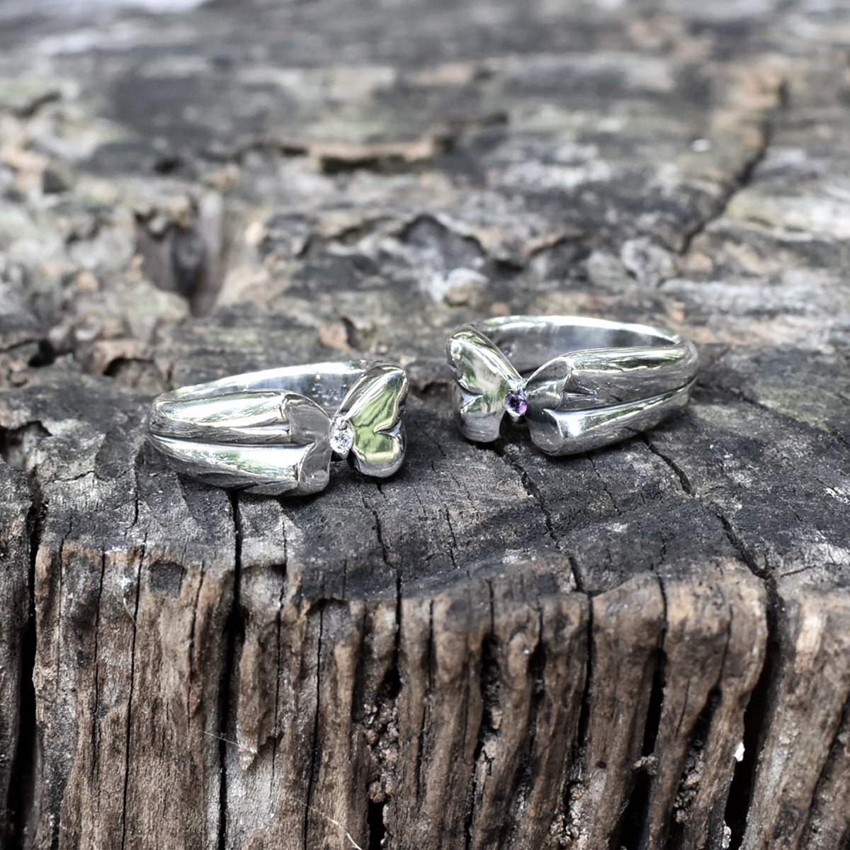 アゲハ 蝶 シルエット シルバー925 リング 指輪 [誕生石]【Ageha