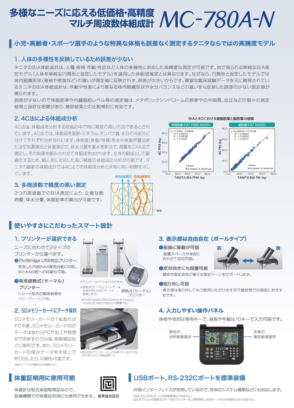 タニタ マルチ周波数体組成計 MC-780A-N ポールタイプ-美容機器の卸