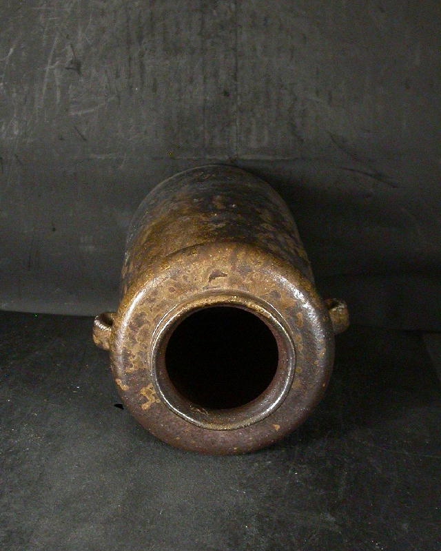 処分品 備前焼 登窯 伝統工芸士 吉延 美山 共箱付き黄・黒ゴマ耳付き花