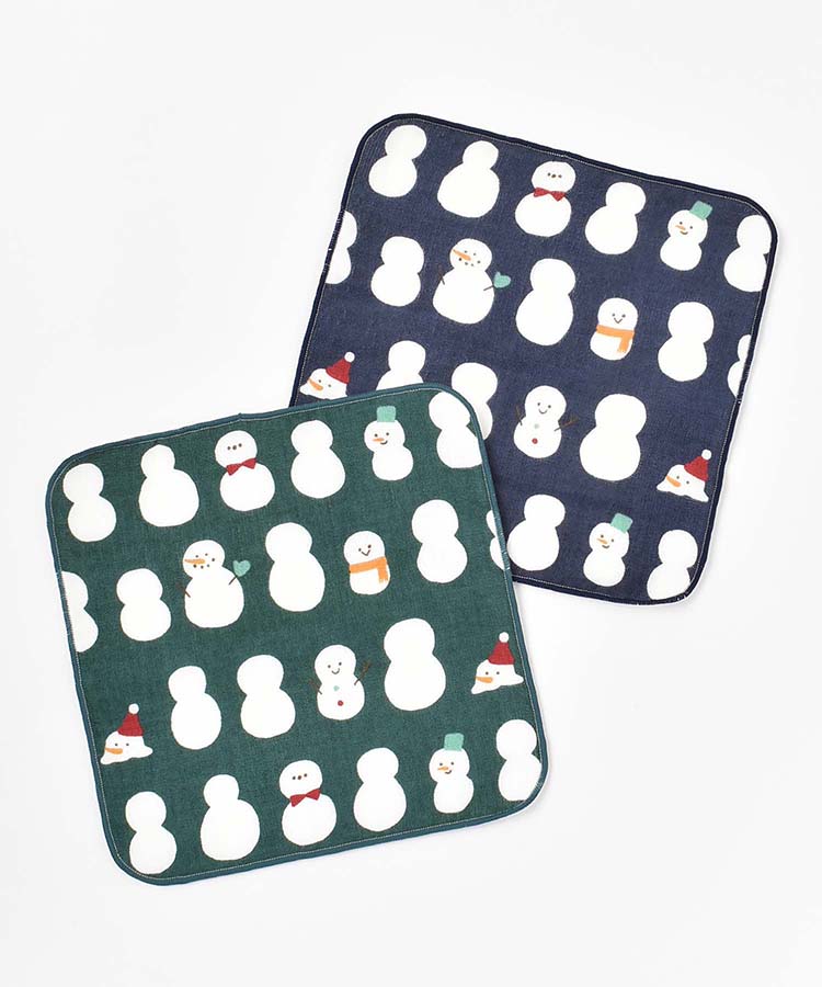 ゆきだるまガーゼハンカチ ミニタオル ハンカチ 携帯小物 ゆきだるま