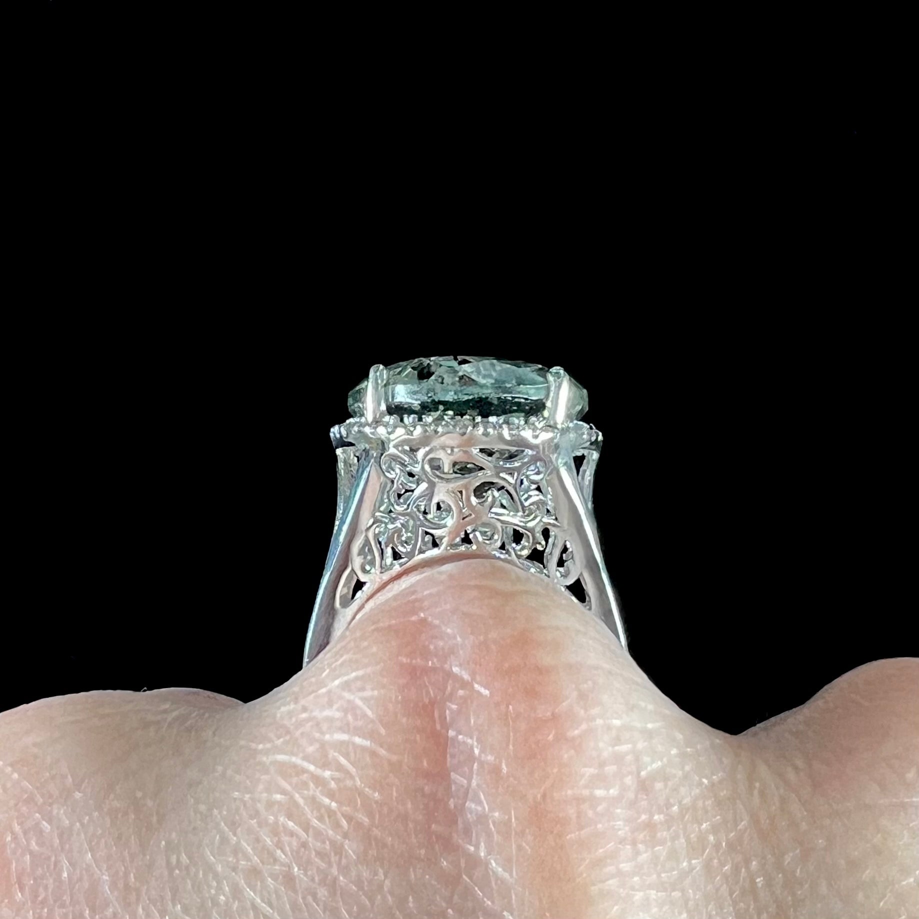 Prasiolite Quartz & Zircon Cocktail Ring | Sterling Silver