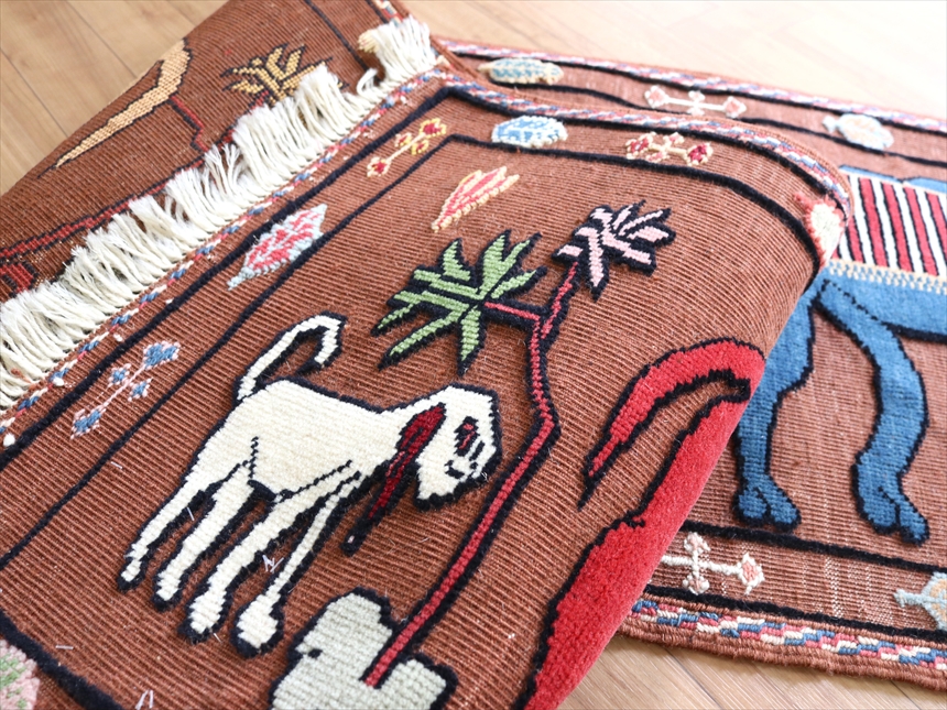 タペストリー キリム ラクダの隊商247×50cm ブラウン ランナー