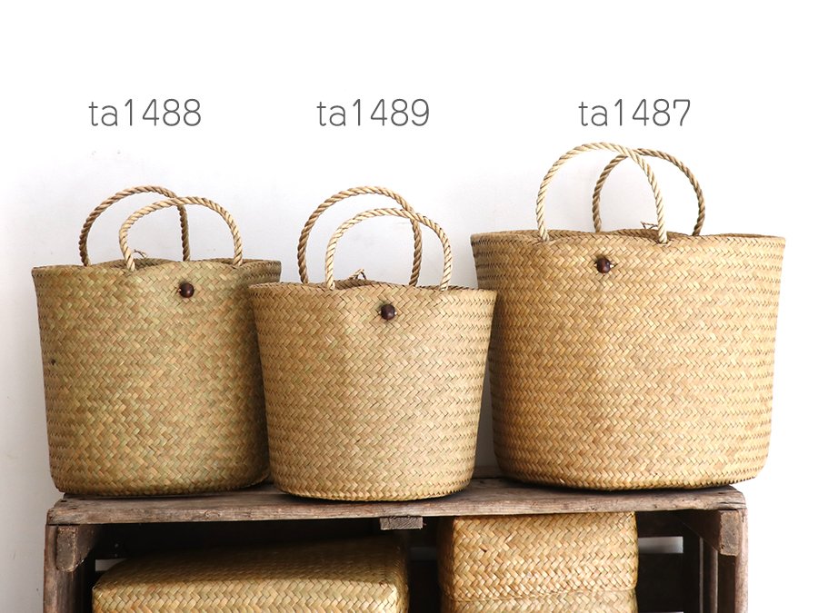 かごバッグ・タイ製 ナチュラルカラー カチュー水草 二重のラウンド