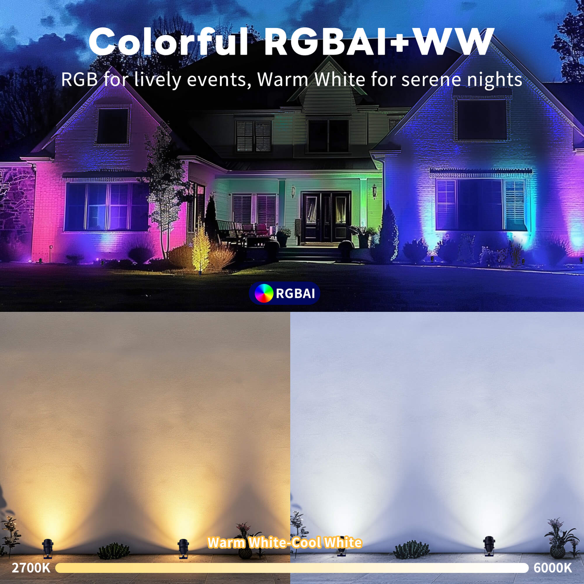 Outdoor Smart Spotlight & RGB Landscape Lighting