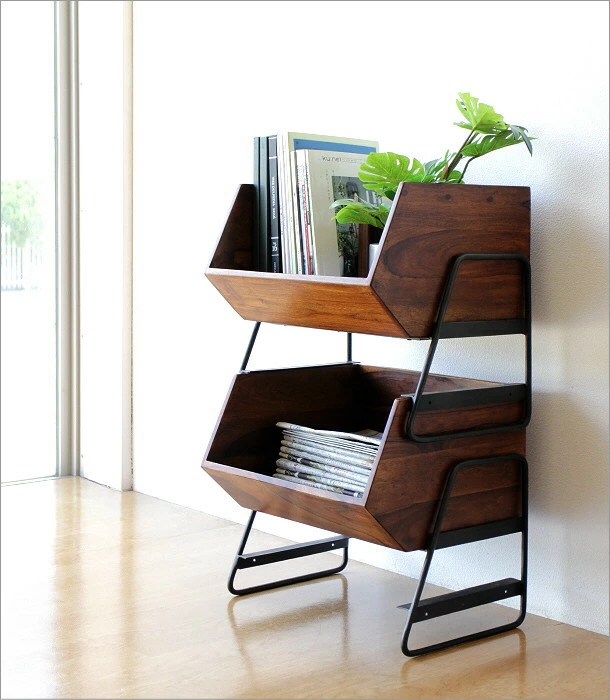 収納ボックス スタッキング おしゃれ 木製 アイアン 天然木 積み重ね