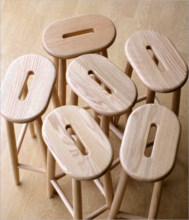 スツール ハイスツール オーク 天然木 木製 ウッド シンプル スリム