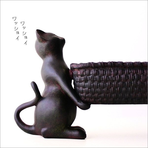 小物入れ かご バスケット 猫 雑貨 トレイ 卓上 収納 鍵置き 編みかご