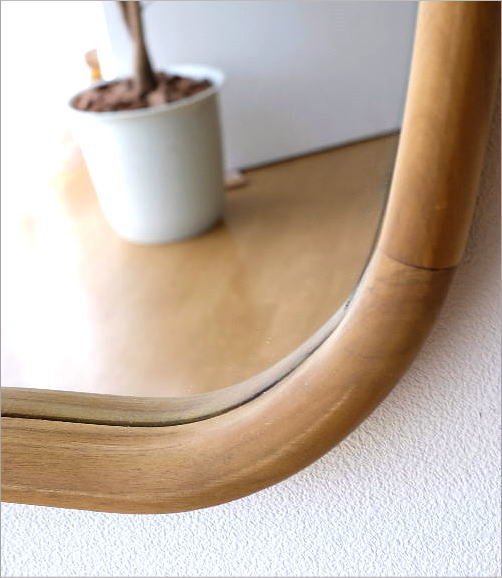 鏡 壁掛けミラー ウォールミラー おしゃれ 木製 チーク 大きい 天然木