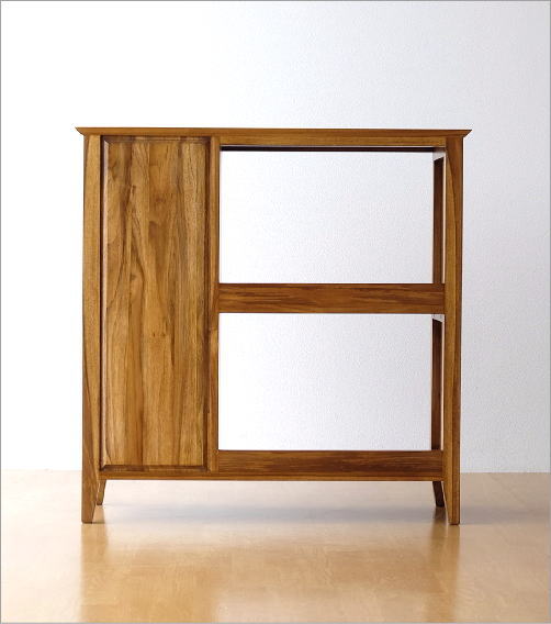 リビングシェルフ 引き出し収納 チーク 無垢材 チークラックチェスト