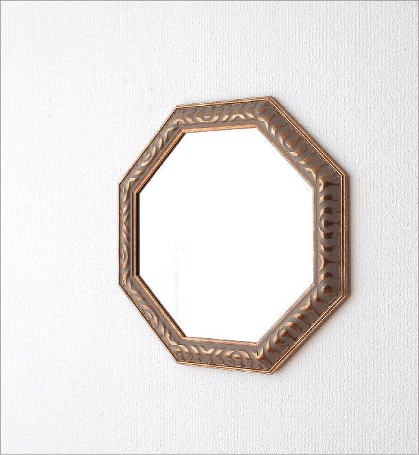 八角形 鏡 八角ミラー 八角鏡 玄関 リビング 壁掛けミラー ウォール